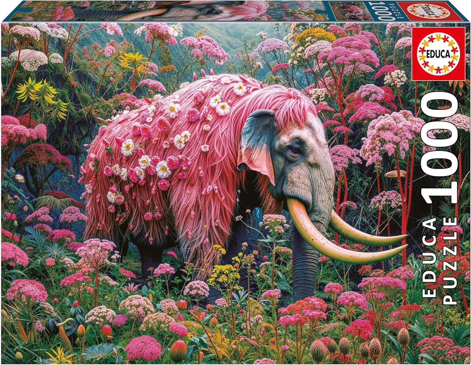 Educa 20229 | Puzzle de 1000 peças com elefante floral e cola, 68 x 48 cm