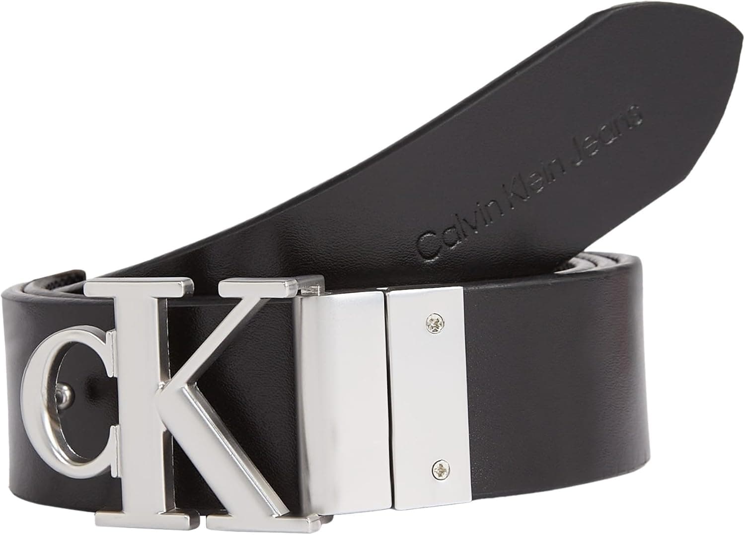 Calvin Klein Jeans Cinto de pele sintética para mulher Round Mono Pl Rev Lthr cinto 30 mm