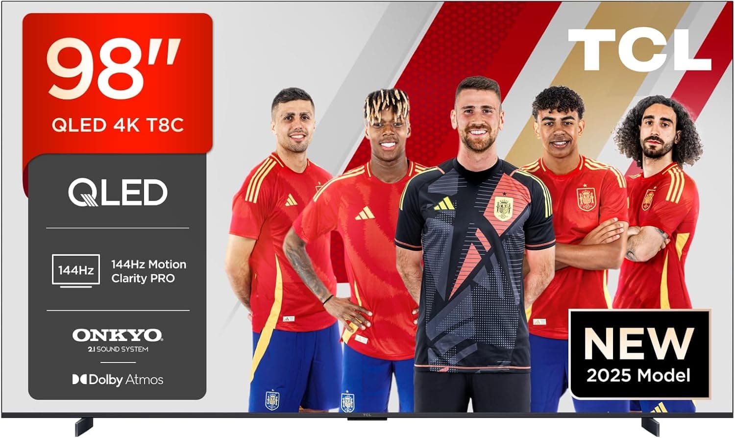 TCL 98T8C | Smart TV QLED 4K 98 polegadas com 144Hz, Dolby Vision Atmos, Google TV e som Onkyo