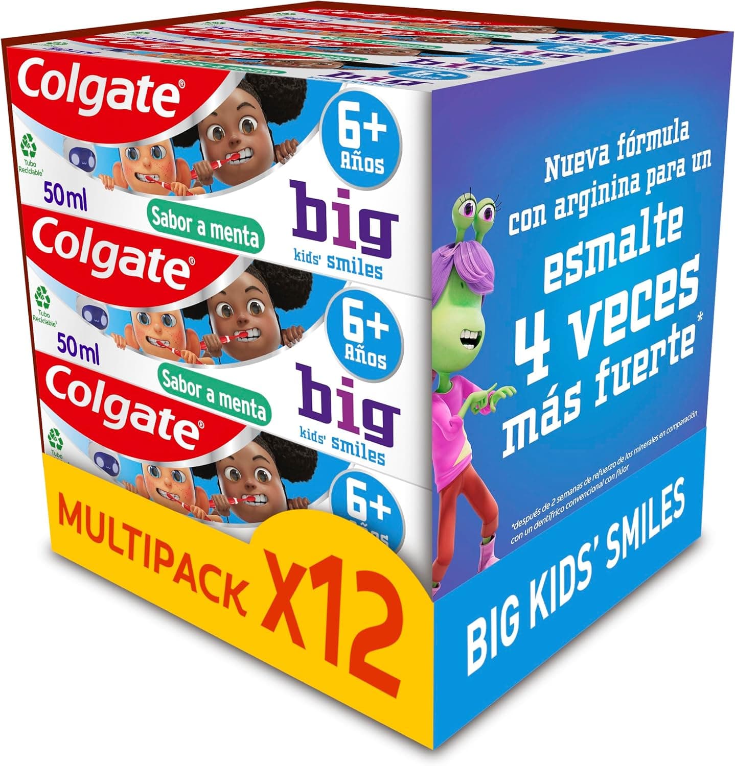 Colgate Pasta de dentes infantil, pack de 12 unidades x 50 ml, dentrífíco com flúor e proteção anticárie, reduz a placa, muda de cor ao escovar, desenvolvida para crianças dos 6 aos 9 anos, menta