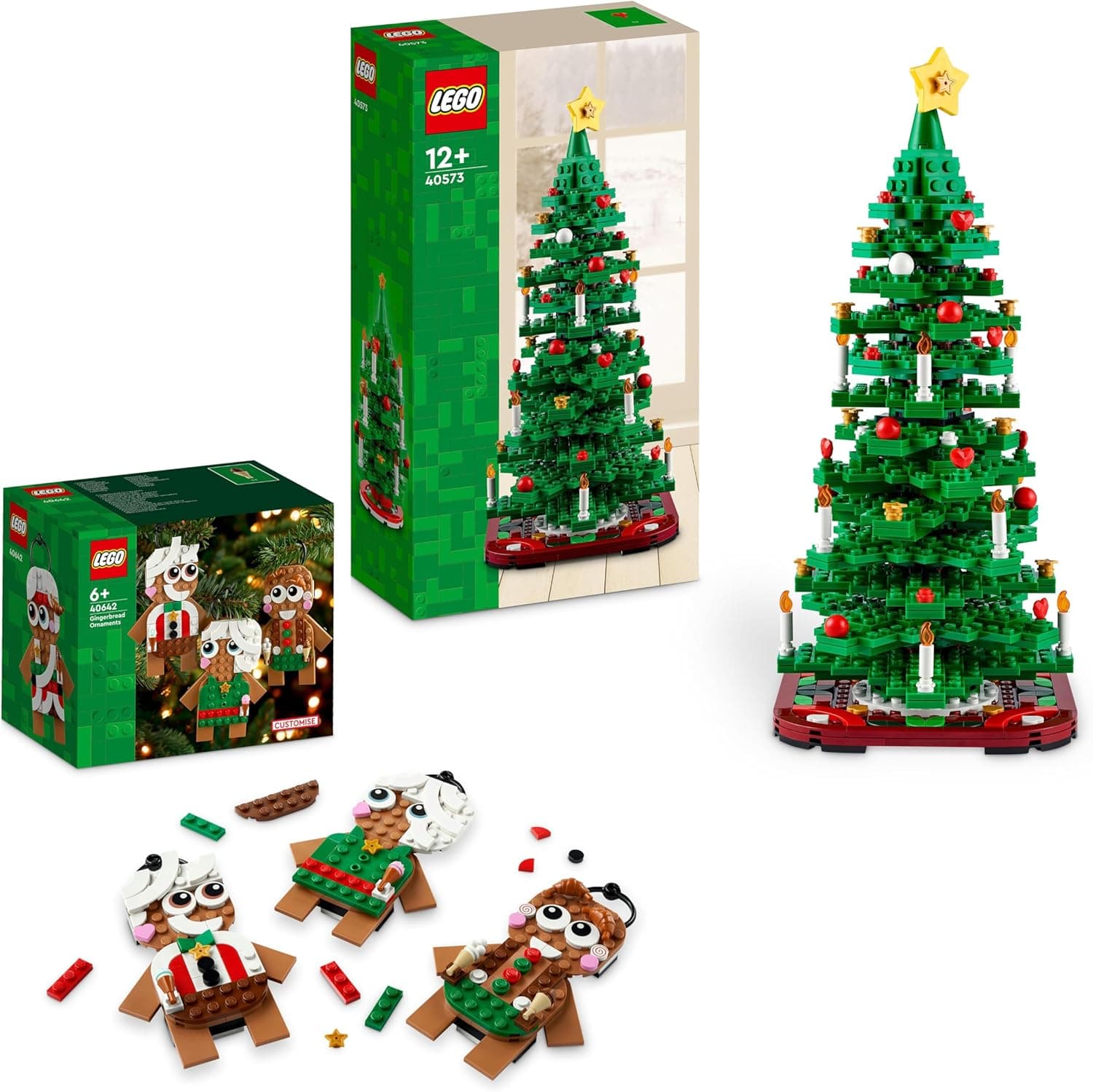 LEGO Conjunto de ornamentos de pão de gengibre conjunto de construção de brinquedos para árvore de Natal brinquedos para crianças com mais de 6 anos, decorações pendentes colecionáveis festivas, 40642