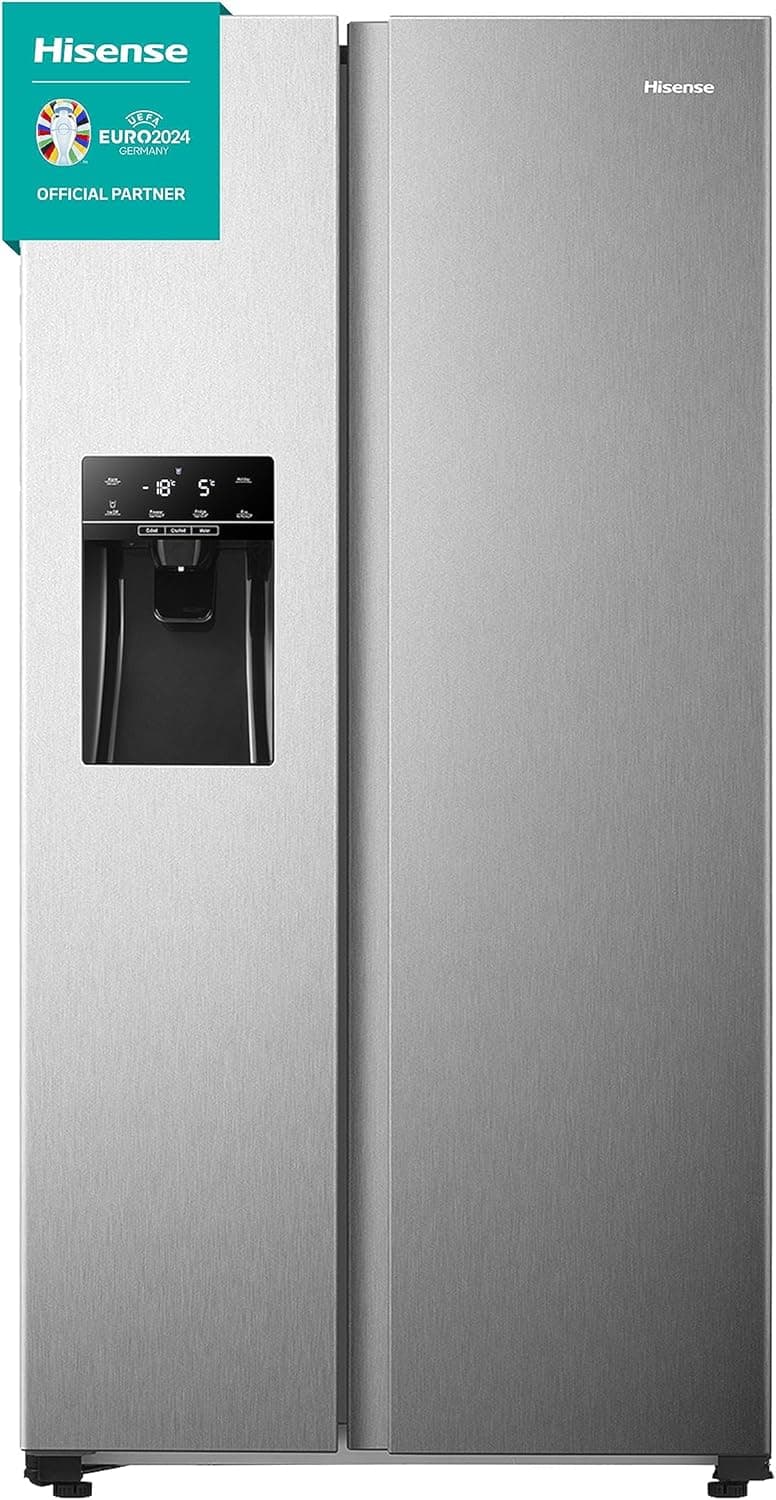 Hisense RS650N4AC2 Side by Side/Total No Frost/Inverter Motor/Gelo e Dispensador de água/Área de refrigeração 332 L/Zona de congelação 157 L/178 cm, Inox