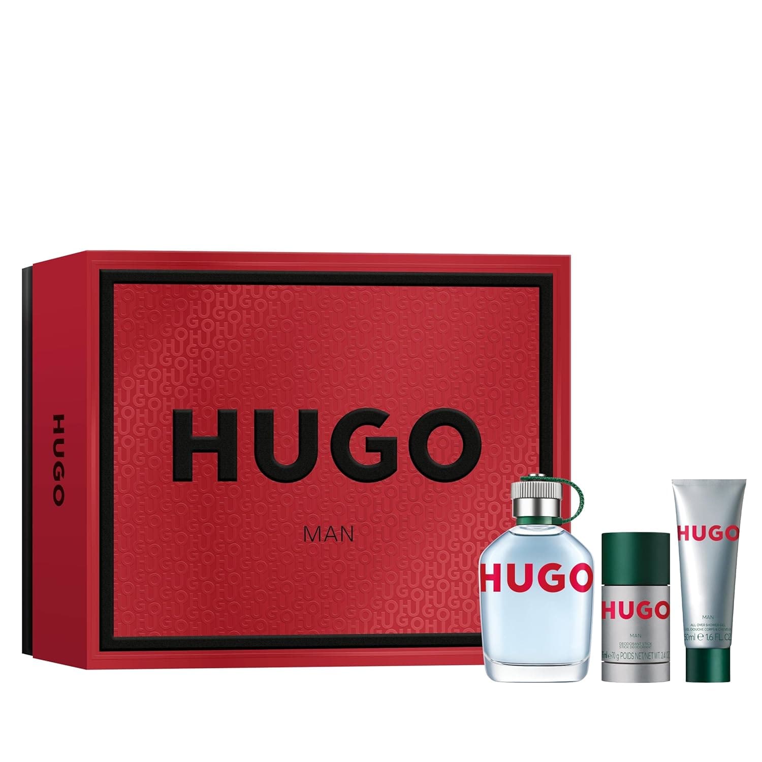HUGO Estojo de presente com 3 peças para homem, Eau de Toillette, Desodorizante e Gel de banho