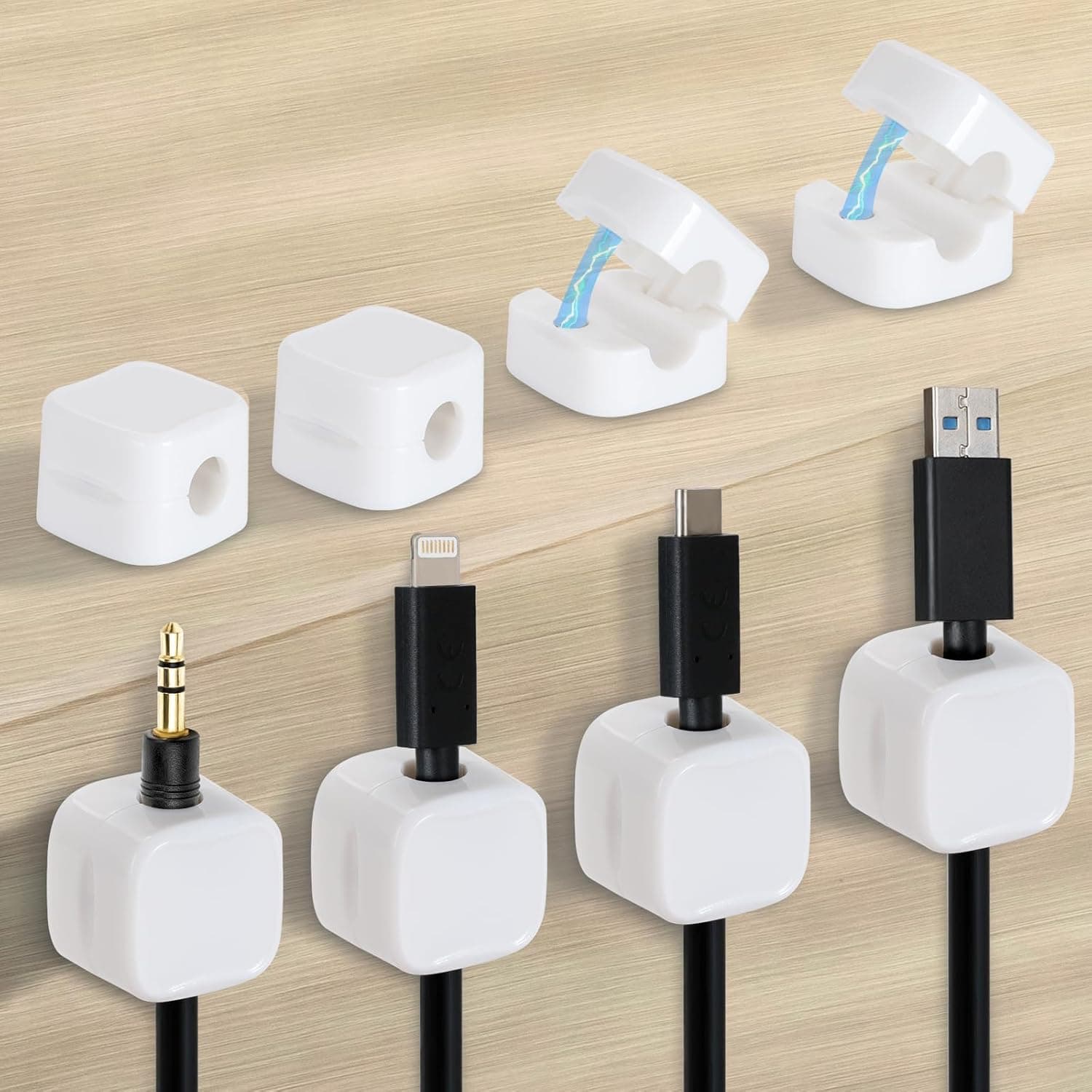 Kronwahl 8 Magnetic Cable Holders | Organizadores autoadesivos magnéticos para cabos, conjunto de 8 unidades