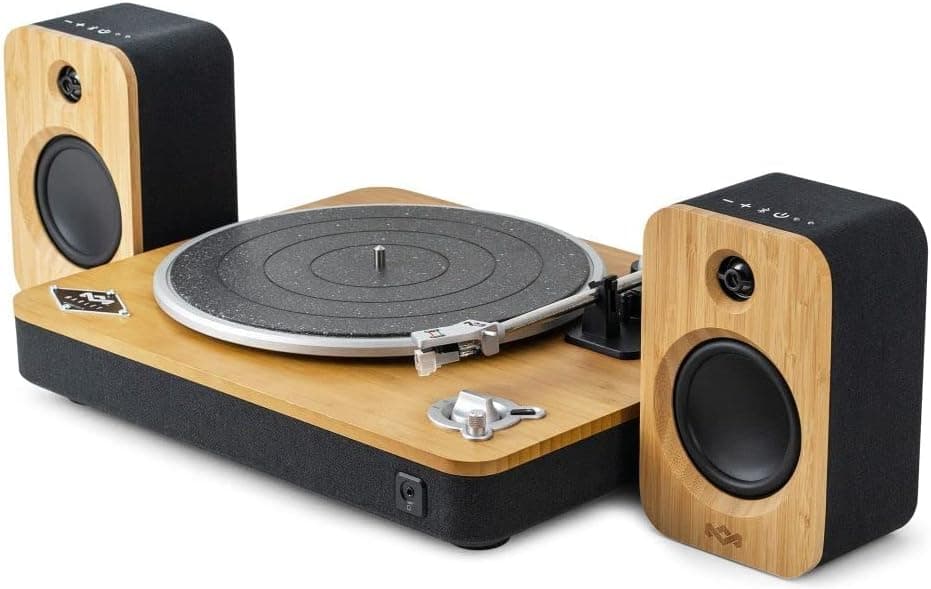 House of Marley, Stir It Up - Gira-discos sem fios de bambu feito de forma sustentável The House Of Marley altifalantes Bluetooth Get Together Duo estilo estante, som sem fios