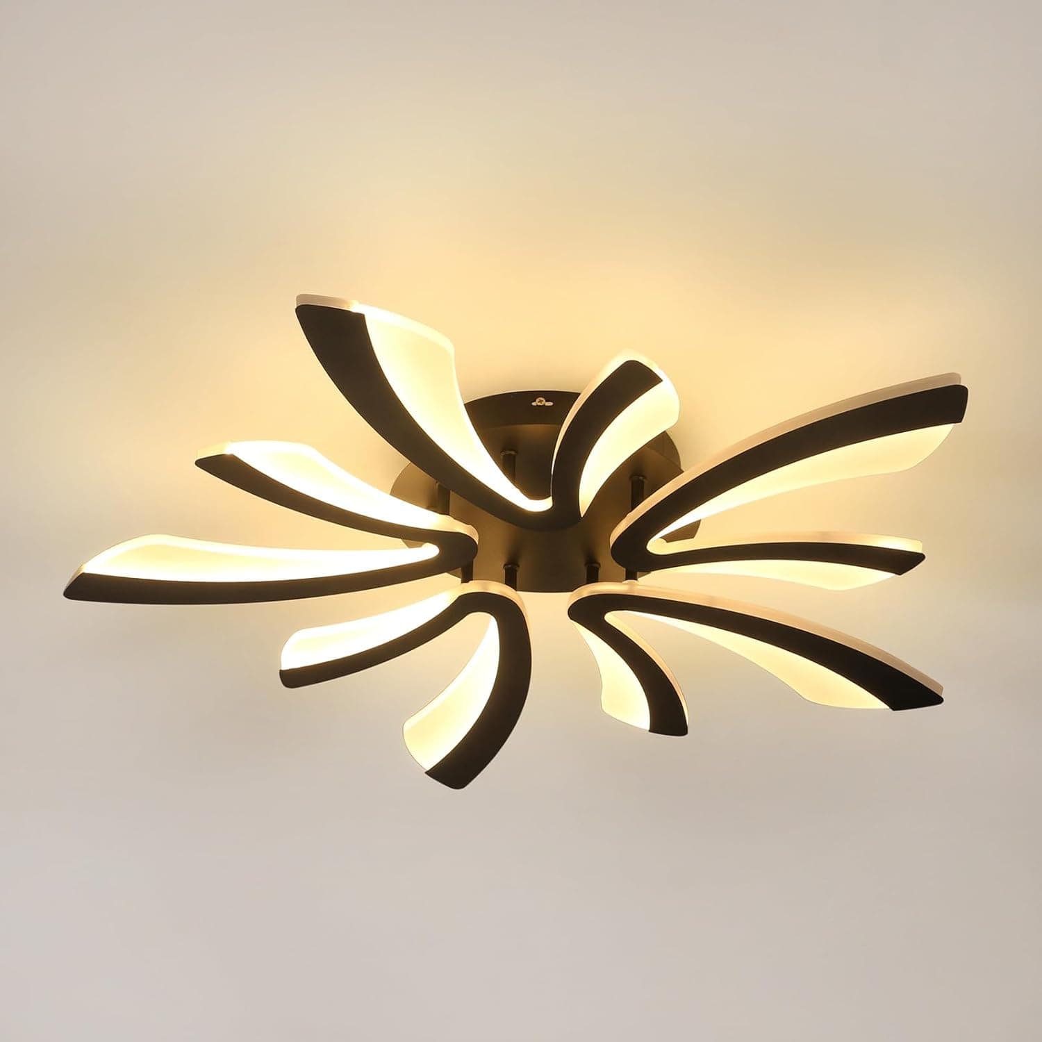 Comely Candeeiro de teto LED, 50 W 5625 LM candeeiro de teto moderno, luz de teto para sala de estar, quarto, 72 cm, luz quente 3000 K, preto