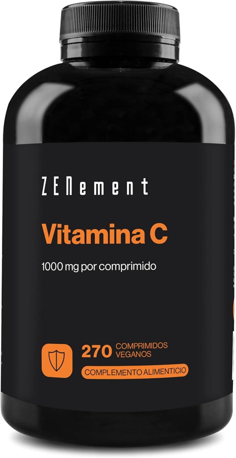 Zenement Comprimidos de vitamina C, 1000 mg, 240 unidades, antioxidante e contra a fadiga, Vegan, sem aditivos, sem glúten, sem OGM, BPF