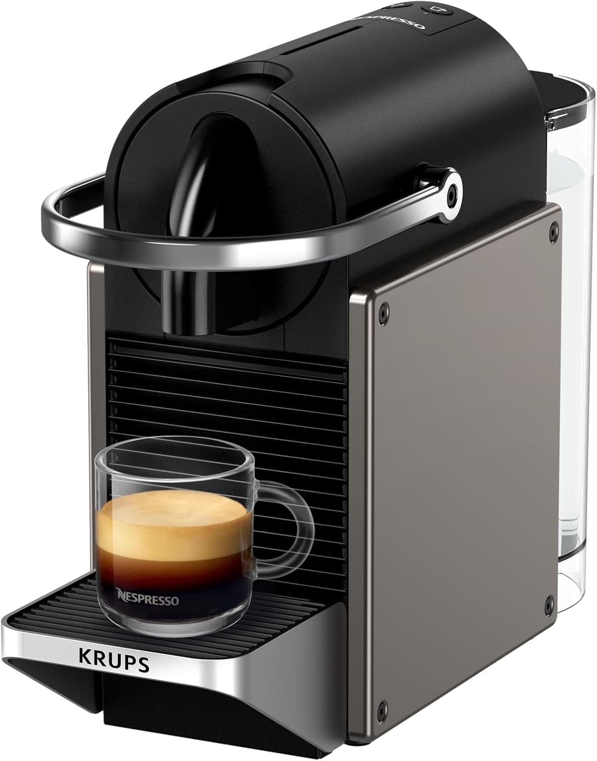 Krups Nespresso Pixie Redesign Cafeteira de cápsulas, café expresso e lungo, estilo industrial, consumo de energia reduzido, desligamento automático, bandeja ajustável, cápsulas recicláveis, XN306T
