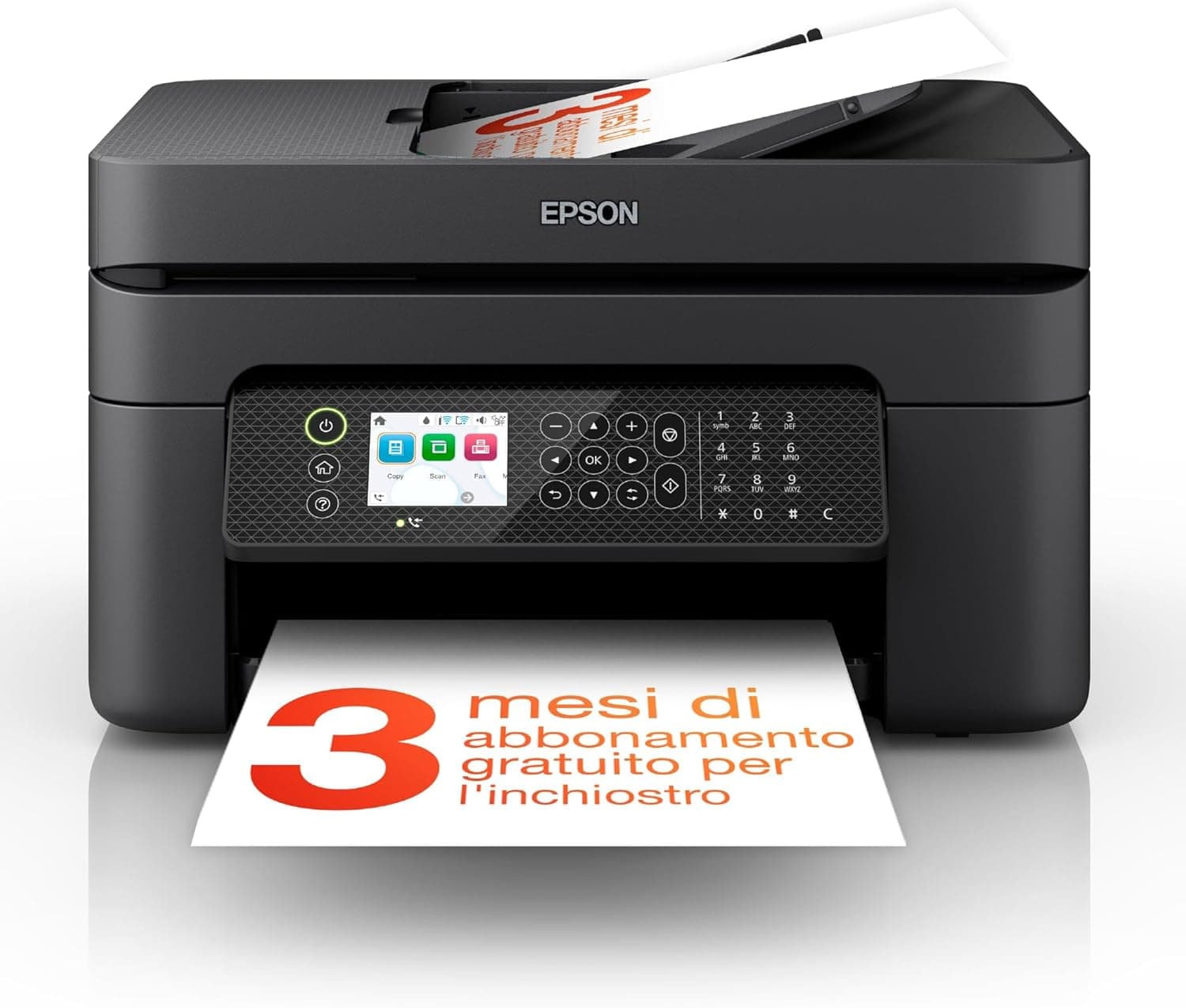 Epson Workforce WF-2950DWF Impressora multifunções A4 com impressão dupla face (duplex), fax, ADF, Wi-Fi, ecrã LCD, digitalização em nuvem e impressão móvel, preto
