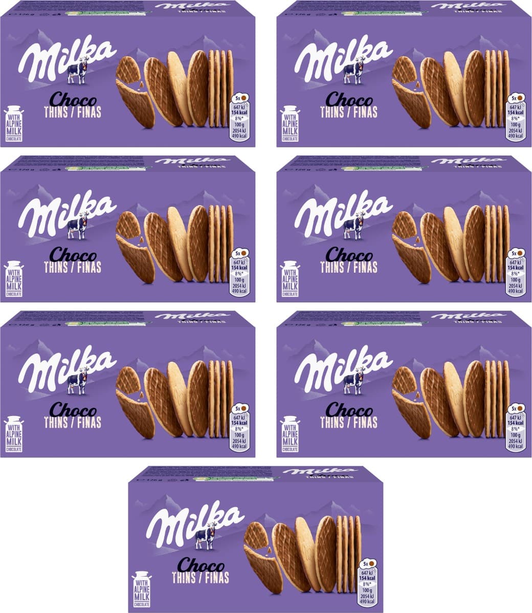 Milka Choco fino bolachas com chocolate com leite dos Alpes 126 g x 7