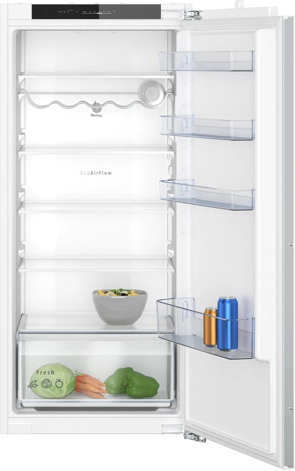 Balay - Frigorífico 1 porta, integrável, porta fixa, gaveta fresh, garrafa, 204 litros, 3FIE434S