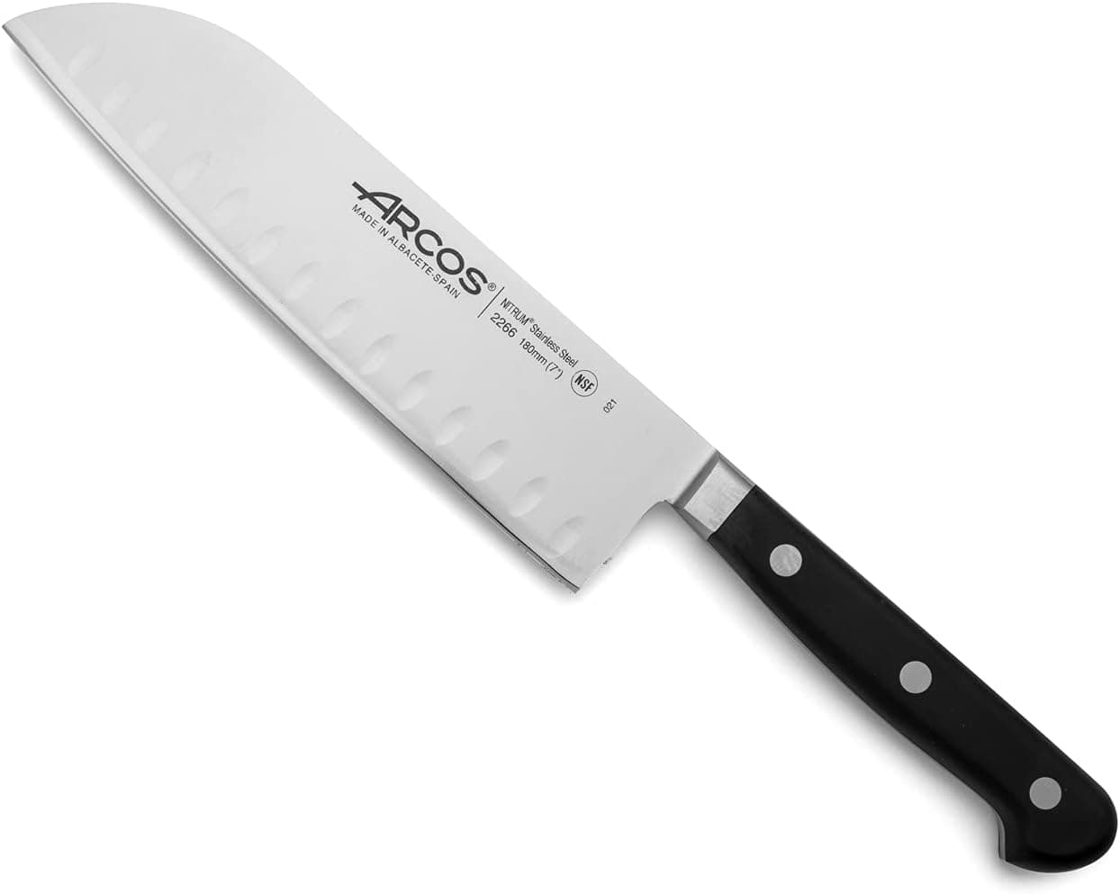 Arcos Opera Faca Santoku em aço inoxidável forjado NITRUM 180 mm, cabo POM cor preta