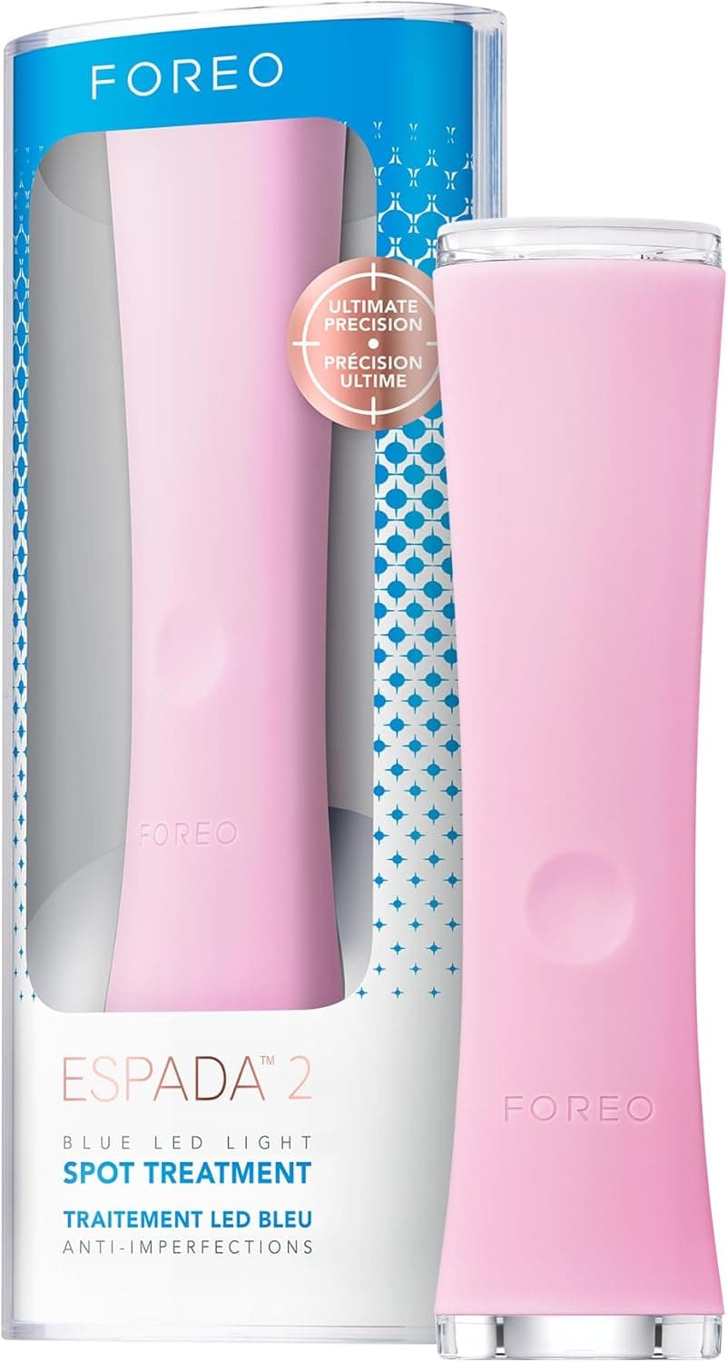 FOREO ESPADA 2 Terapia de luz LED - Dispositivo para tratamento antiacne - silicone de grau médico - tratamento de cicatrizes - remoção de pontos negros e espinhas - aprovado pela FDA - Pearl Pink