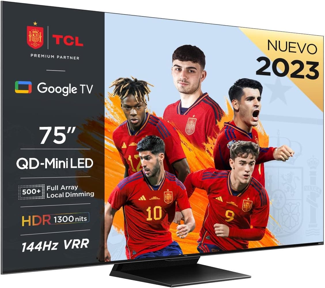 TCL 75QM8B TV MiniLED 75", QLED, 144 Hz, 4K HDR Premium 1300 nits, Google TV, Dolby Vision IQ & Atmos, Onkyo, Google Assistant incorporado e Game Master Pro 2.0