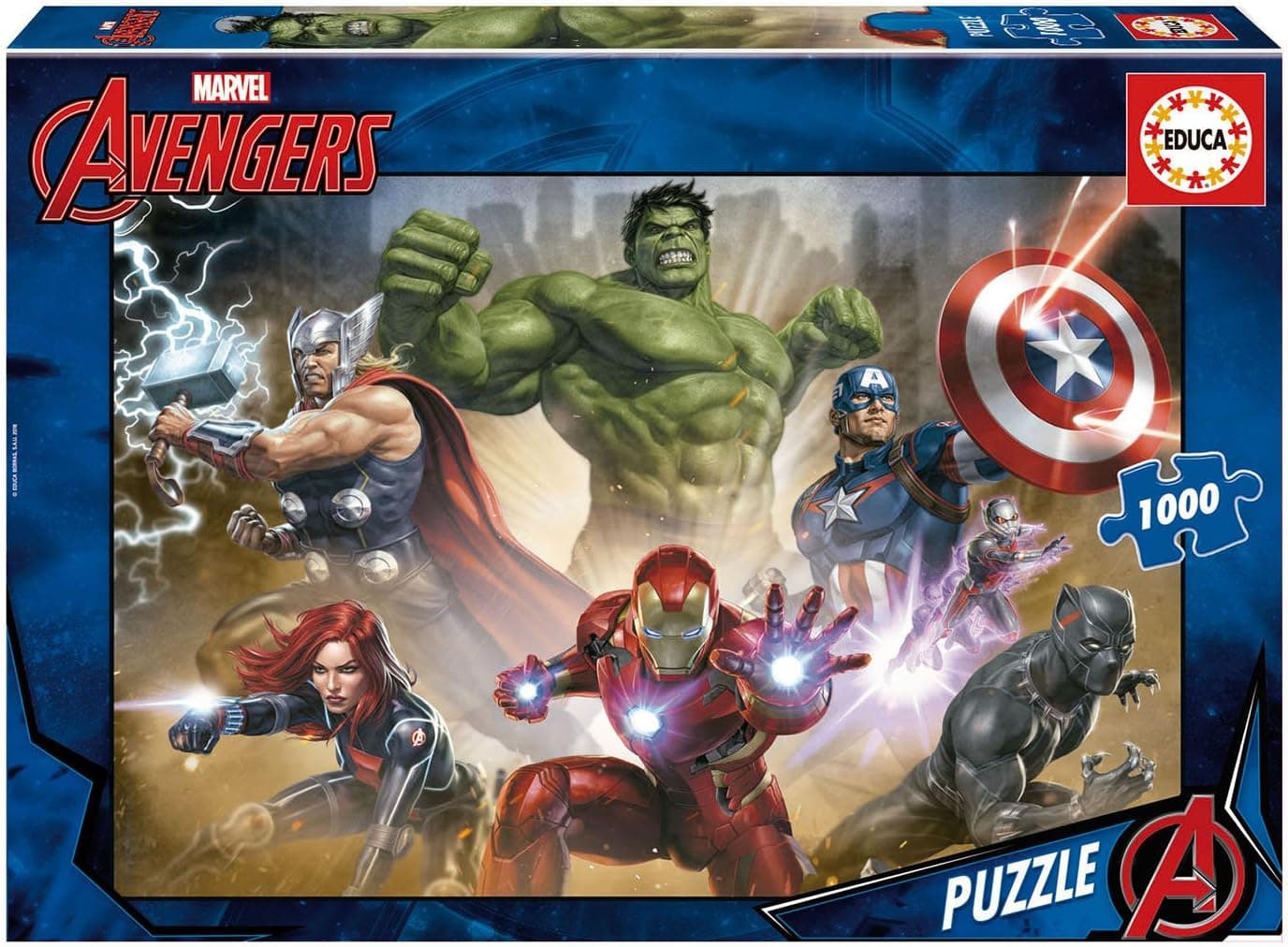 Educa - Puzzle de 1000 peças para adultos | Os Vingadores. Inclui cola Fix Puzzle. 14 Anos (17694)