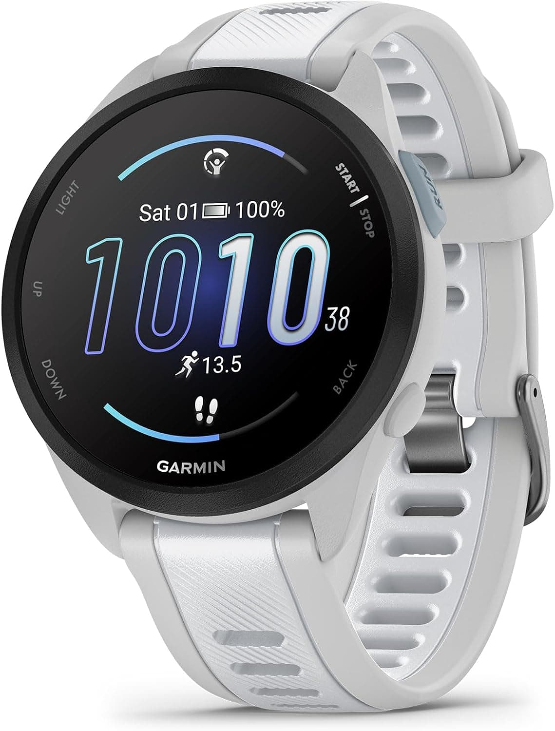 Garmin Forerunner 165 Relógio inteligente para corrida com GPS, ecrã táctil AMOLED, métricas otimizadas, planos de treino, Garmin Pay, autonomia de 11 dias, branco