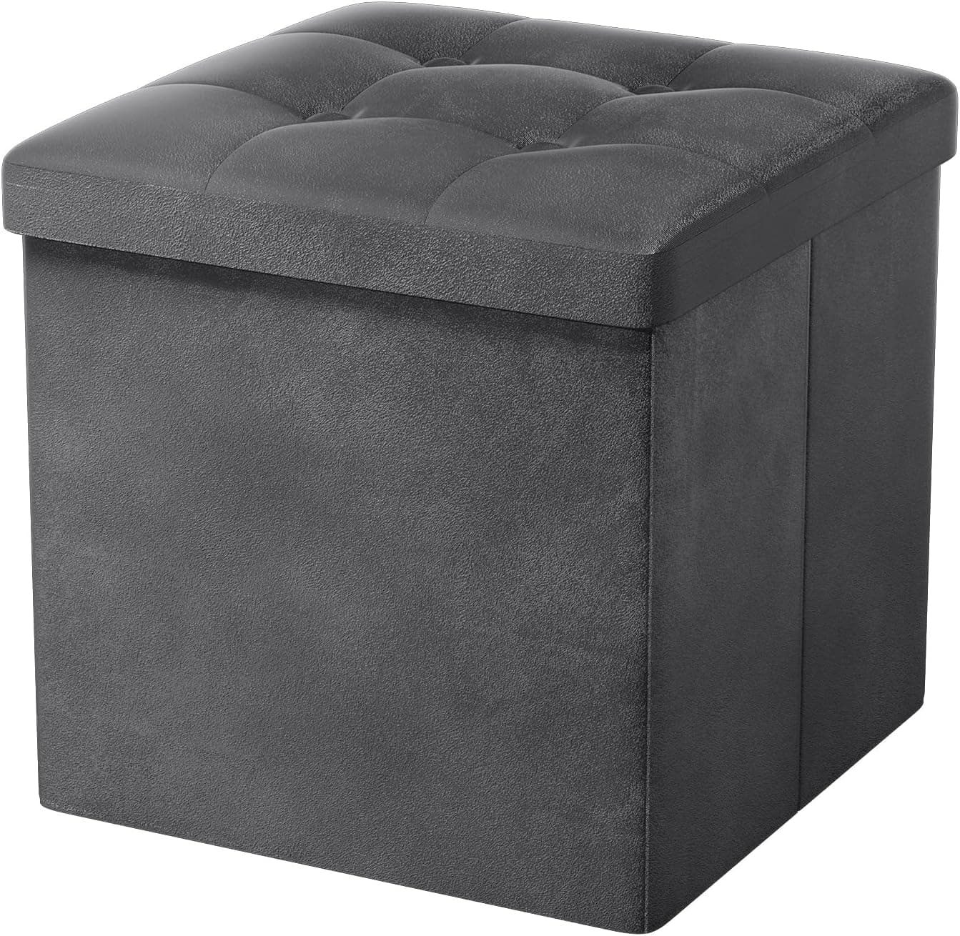 Oak & Tea | Banco baú dobrável com 3 caixas de arrumação e tampa em cinzento escuro 38 x 38 x 38 cm