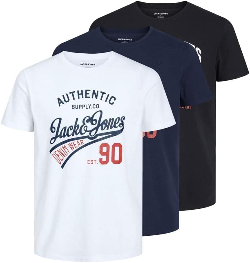 JACK & JONES T-shirt 3-pack logótipo O-Neck T-shirt
