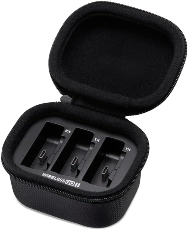 RØDE Wireless GO II Charge Case Estojo de carregamento RØDE para Wireless GO II com duas recargas completas, capa resistente e sistema de fecho com fecho de correr
