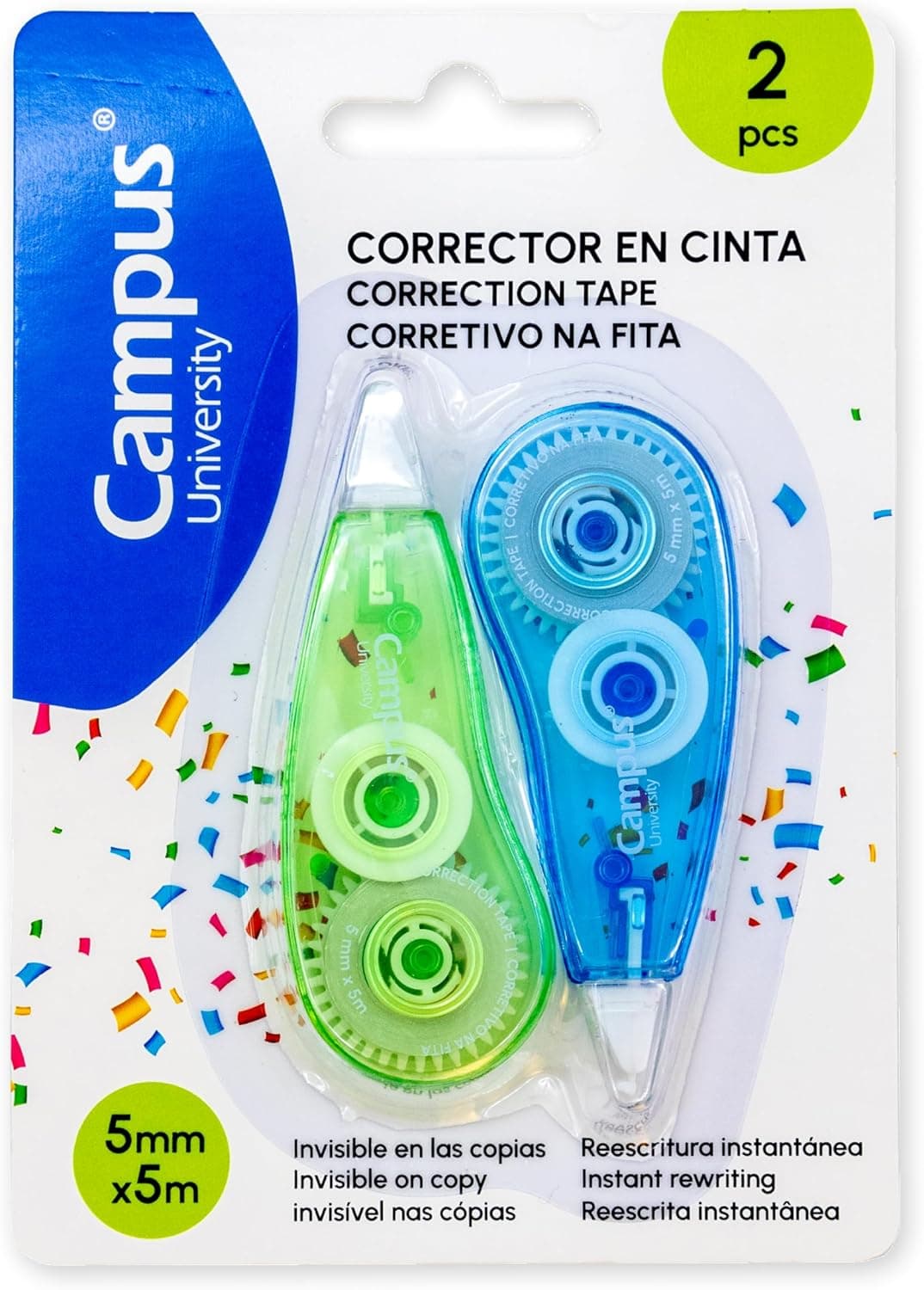 Campus Corretor de fita, 5 mm x 5 m, 2 unidades
