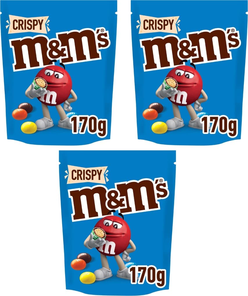 M&M's CRISPY - Snack de bolinhas de arroz inflado capas de chocolate com leite - 170 g x 3