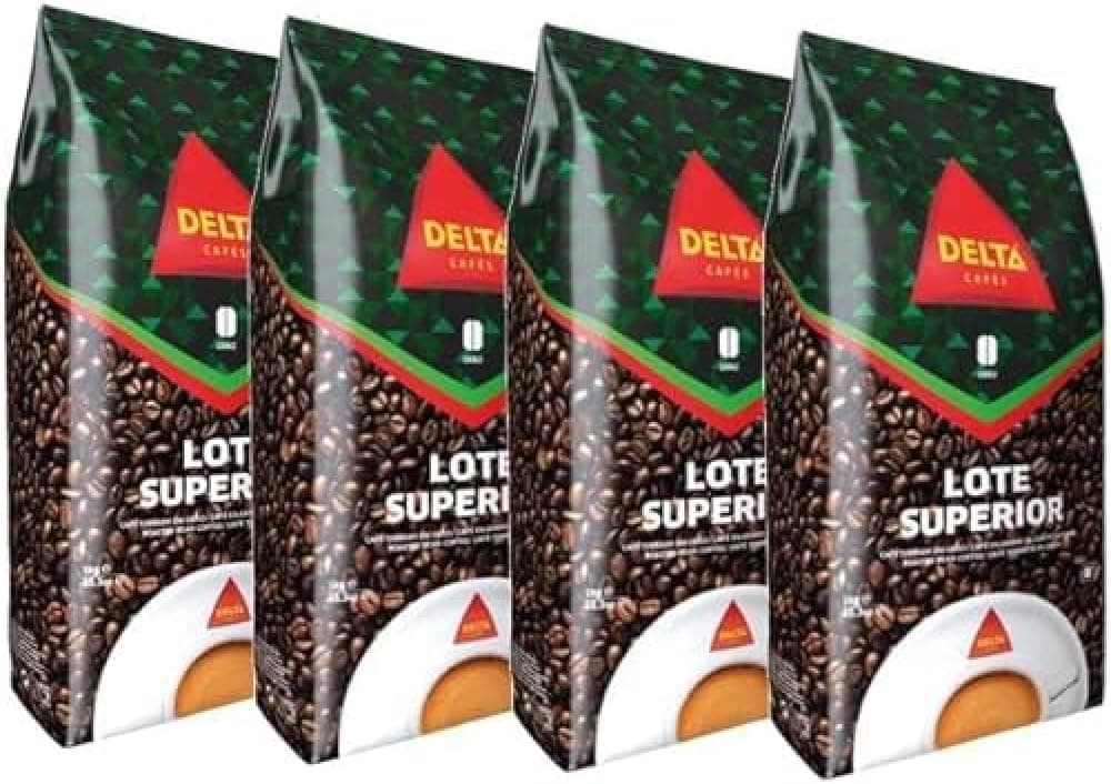 Delta Cafés Lote superior - café em grão, corpo e sabor duradouro, aroma subtil azia e aroma energético, inclui 4 unidades de 1 kg