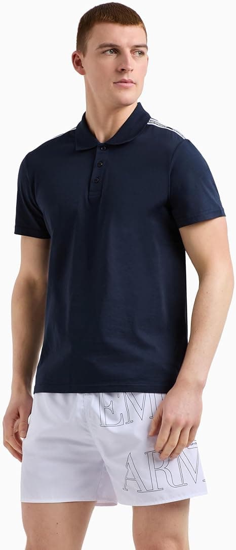 Emporio Armani Logo Tape Polo Beachwear | Polo em algodão para homem