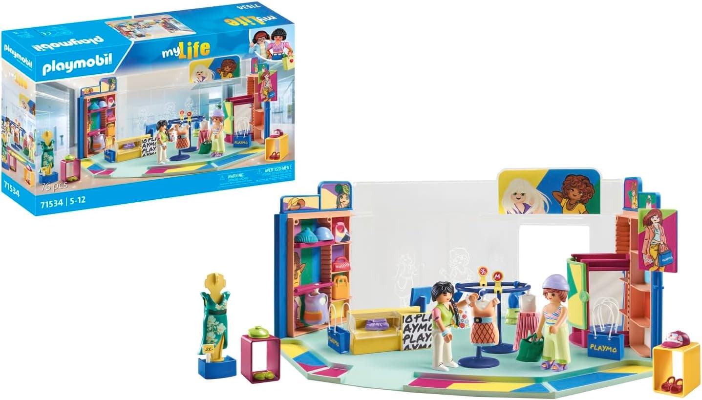 PLAYMOBIL myLife 71534 Loja de moda, experiência de compra emocionante na loja de moda, que inclui caixa registadora, vitrina e muitos artigos de roupa, brinquedos para crianças a partir dos 5 anos