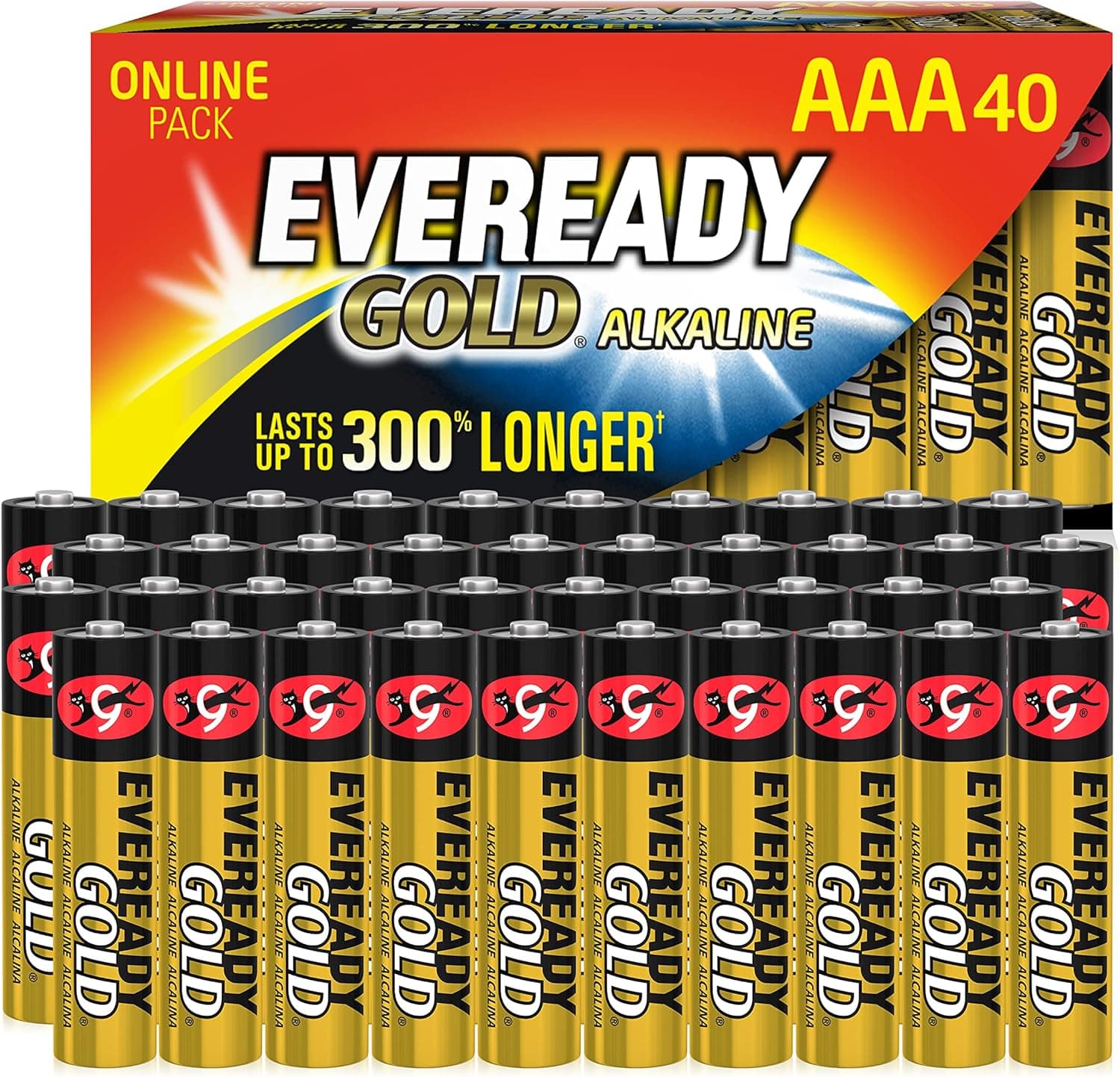 Eveready Gold Alkaline AAA - conjunto de 40 pilhas de longa duração para eletrodomésticos
