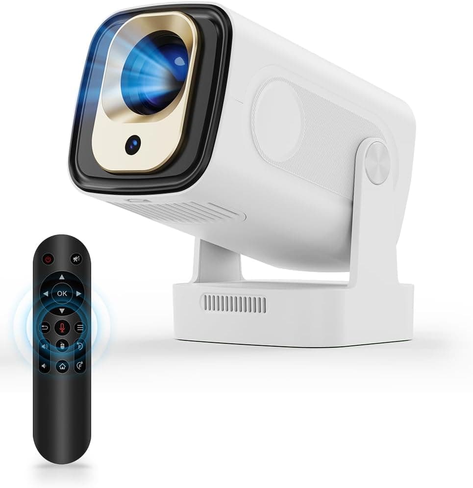 Magcubic HY310 Projetor, mini portátil projetor 4K supote com WiFi e Bluetooth, foco automático e rotação de 180°, aplicativo integrado projetores de vídeo doméstico Android projetor, remoto por voz