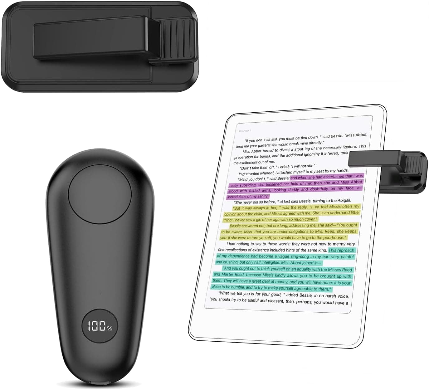 RF Páginas remotas para Kindle Paperwhite, de página remoto clicker para tablets leitura romances em banda desenhada, preto