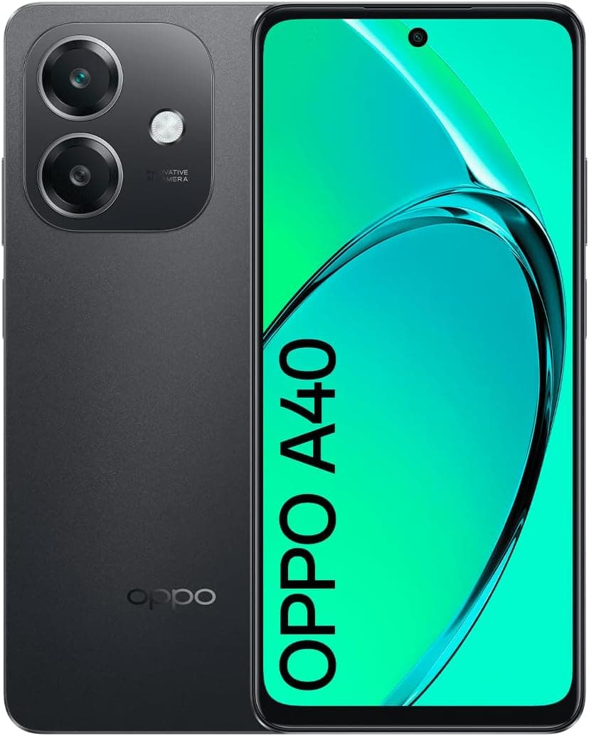 OPPO A40 Smartphone livre, 8 GB (4 GB + 4 GB) 128GB, ecrã HD LCD 6,7", câmara 50 + 2 8 MP, Android, bateria 5100 mAh, carregamento rápido 45 W - preto