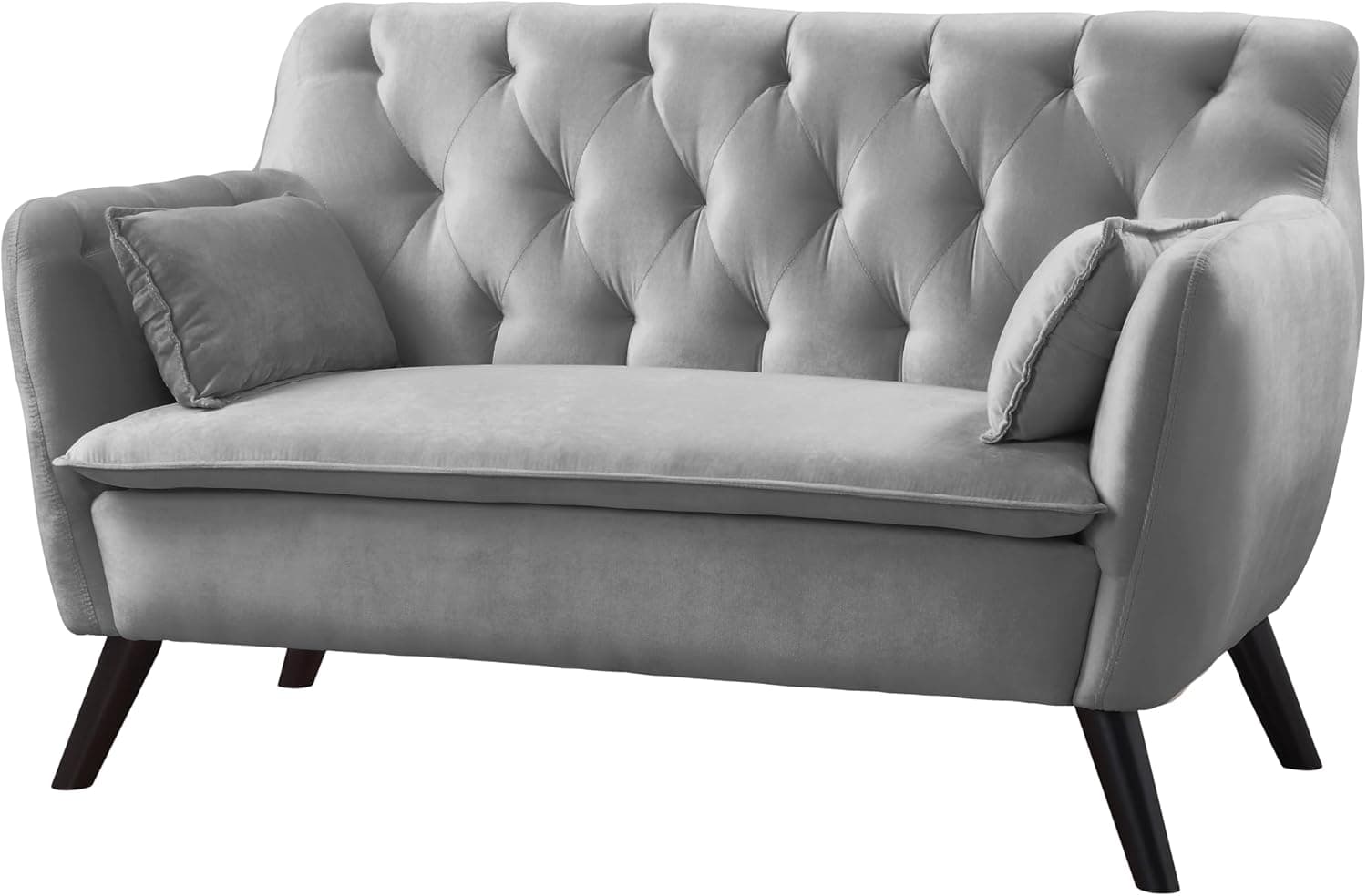 Atlantic Home Collection Sofa Janna, 2 lugares, madeira veludo espuma, cinzento prateado, 137 x 76 x 79 cm (LxTxA)