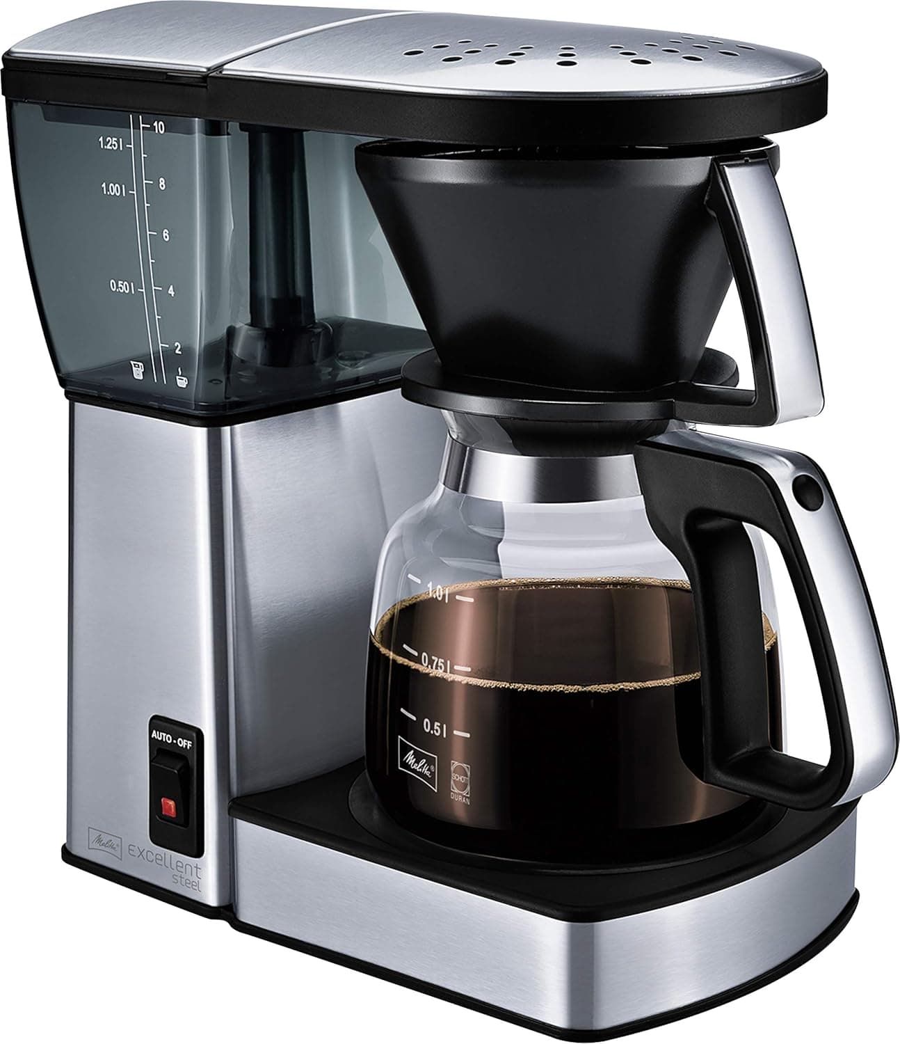Melitta Cafeteira elétrica Excellent 4.0: preparação de café da mais alta qualidade para o dia-a-dia, bem como para festas. Preto, aço inoxidável