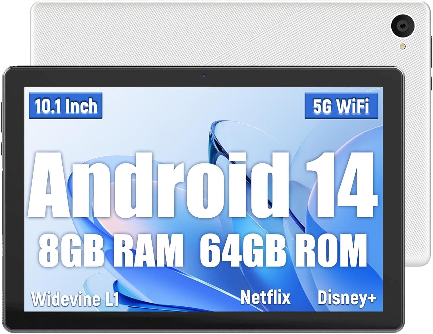 HotLight Tablet CPU Octa-Core de 10 polegadas, Tablet Android 14 8 GB RAM+64 GB ROM +1 TB expansão, câmara 8 MP+5 MP, bateria 5000 mAh, Face ID, OTG, WiFi 2,4 G/5G, BT 5.3, Pll Ai Store(branco)