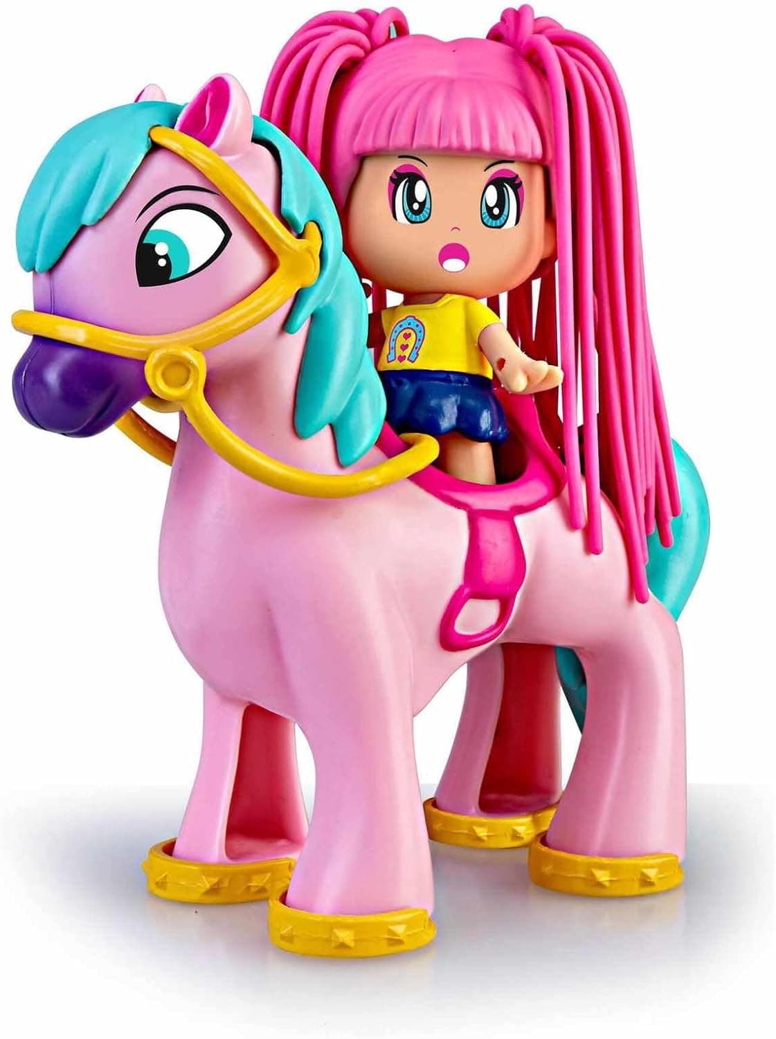 Pinypon - Pony Melena ao vento com figura, faixa de pelo estilo, os dois bonecos têm o cabelo de material macio e elástico, para meninas e meninos a partir de 4 anos, famosa (700017180)