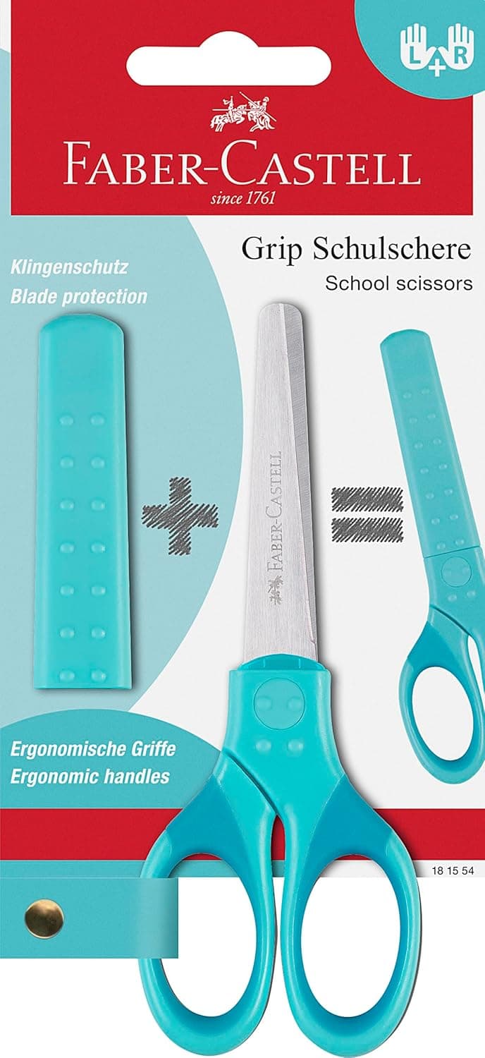 Faber-Castell 181554 | Tesoura escolar com pega ergonómica turquesa