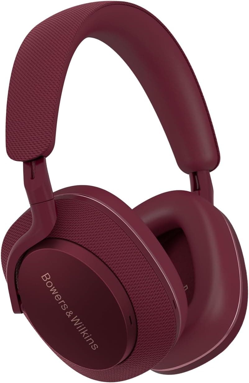 Bowers & Wilkins Px7 S2e Auriculares sem fios com cancelamento de ruído, com Qualcomm aptX adaptativo e carregamento rápido, 30 horas de reprodução e seis microfones integrados, vermelho rubi