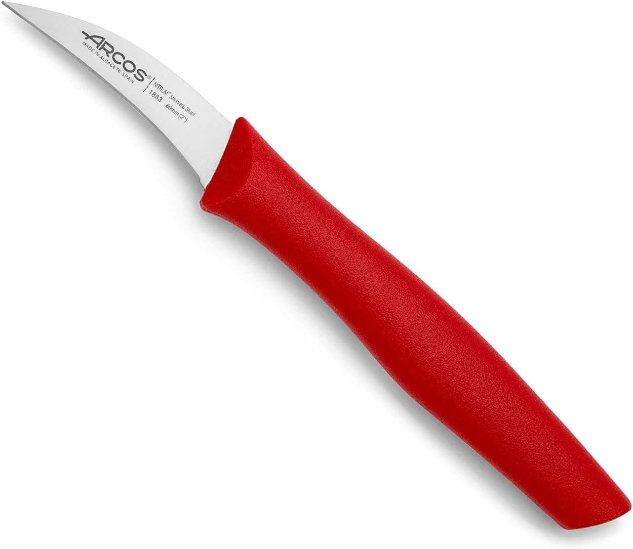 Arcos Faca de decapagem de aço inoxidável. Faca de cozinha profissional para cortar, descascar e limpar alimentos. Cabo ergonómico de polipropileno e folha de 60 mm. Série nova. cor vermelha.
