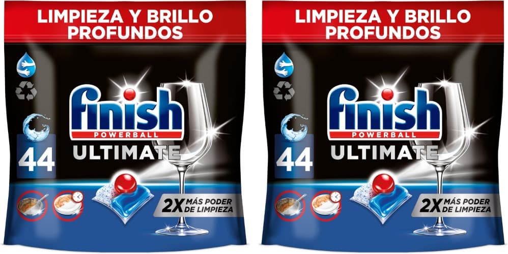 Finish Powerball Ultimate Deep Clean and Shine | Pastilhas para máquina de lavar loiça com limpeza profunda e brilho, 44 unidades x 2