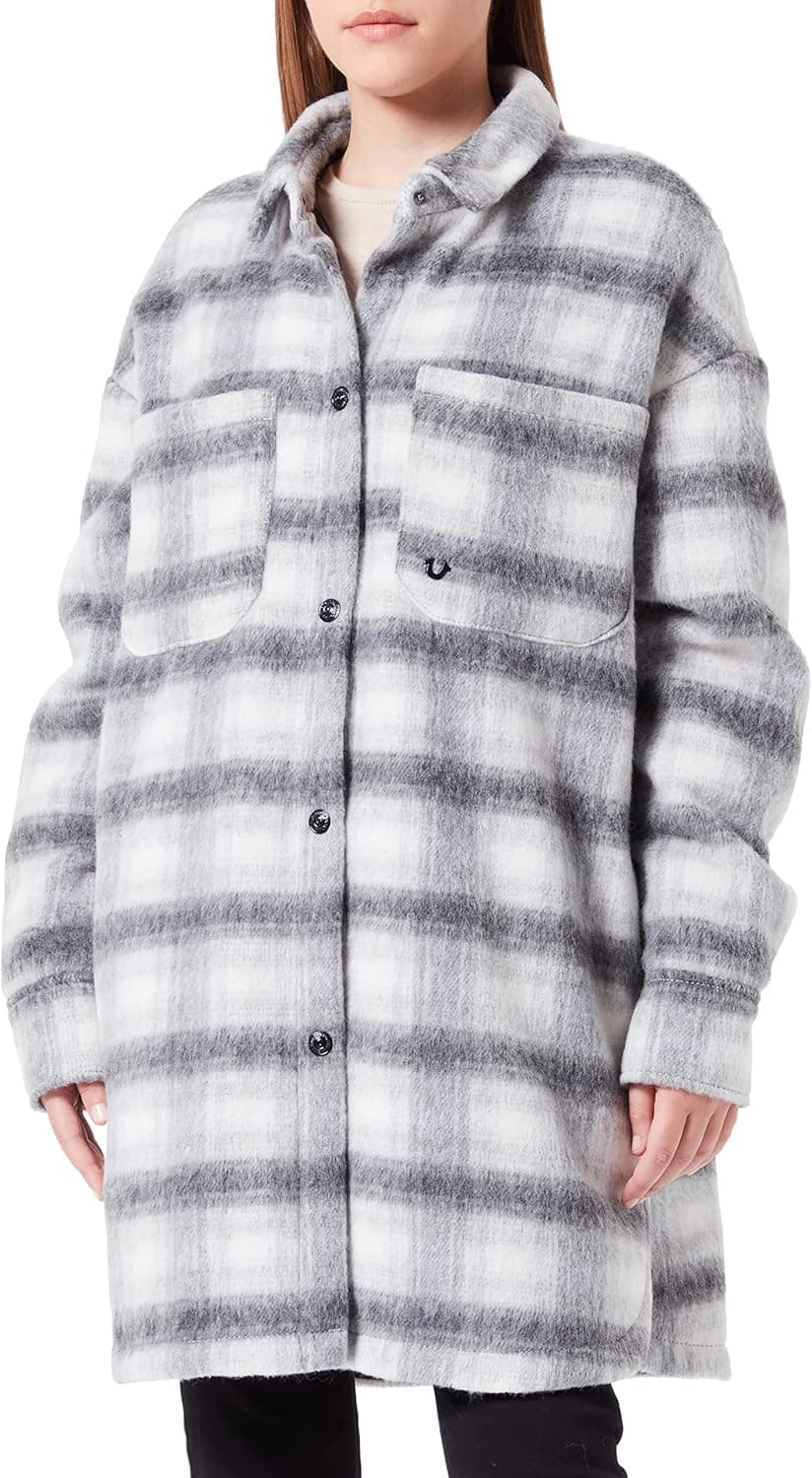 True Religion Casaco oversize com ombros caídos para mulher, tamanho L