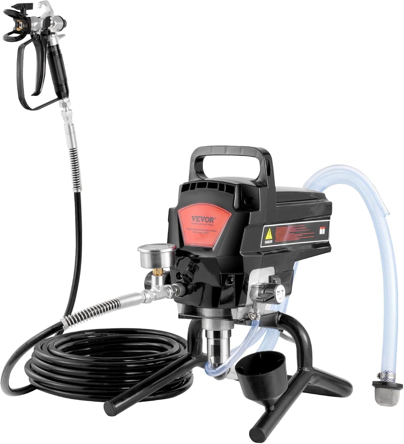 VEVOR Pulverizador de pintura 950 W máquinas de pintura Airless 2 L/min pistola de pulverização elétrica sem ar de pressão máxima 3000 PSI com mangueira de 15 m para parede, móveis, exterior, interior