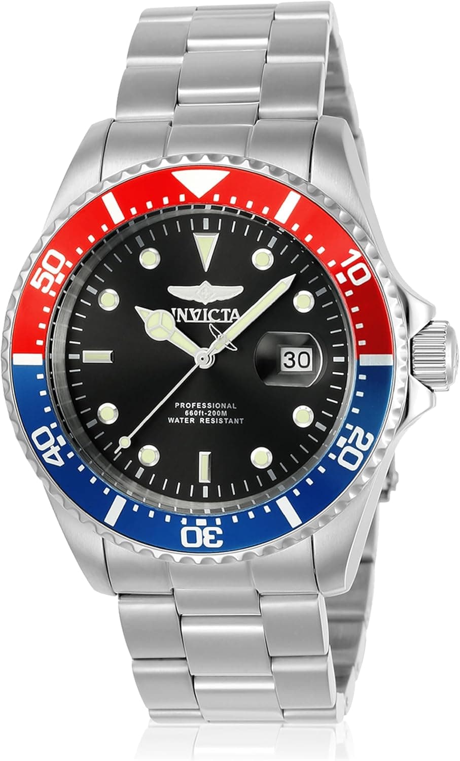 Invicta Pro Diver Relógio de quartzo masculino de aço inoxidável, 43 mm