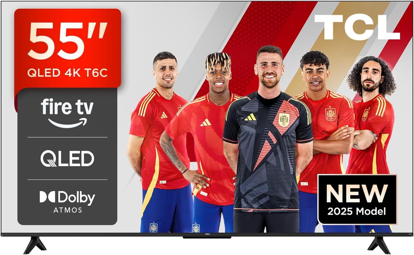 TCL 55T6C QLED 4K HDR TV, Fire TV (Smart TV with Dolby Vision & Atmos, HDR10+, Press & Ask Alexa)