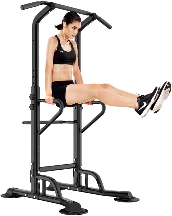 SogesHome Torre de energia Power Tower estação de treino cadeira romana para Dips com barra para elevações altura ajustável multifuncional, 72 x 90 x 190 - 230 cm