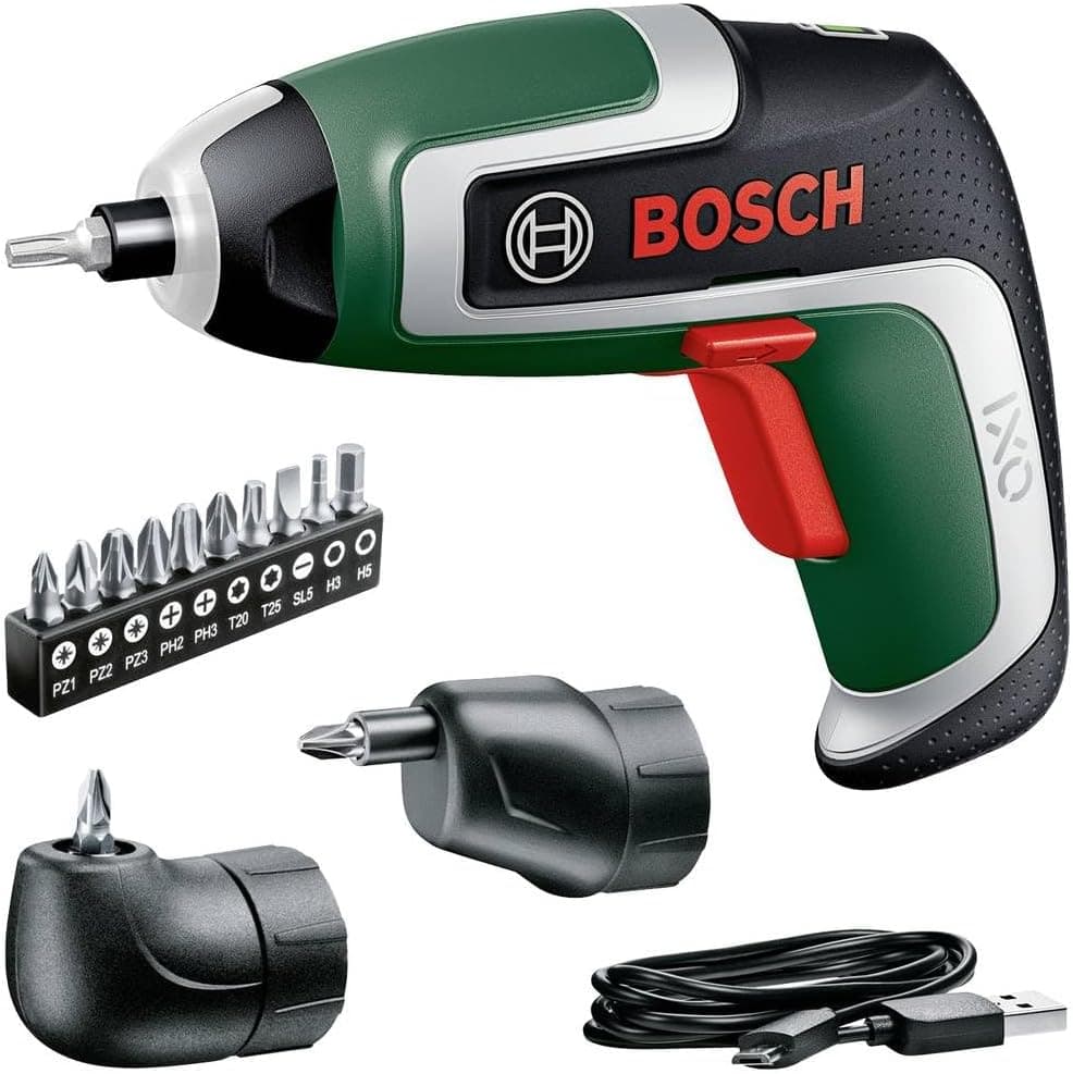 Bosch Home and Garden Atornillador a batería compacto IXO, 7.ª generación; 3.6 V; 2.0 Ah; 5.5 Nm; set incluye accesorios de atornillado en ángulo y excéntricos; con cable micro USB 7ª Generación