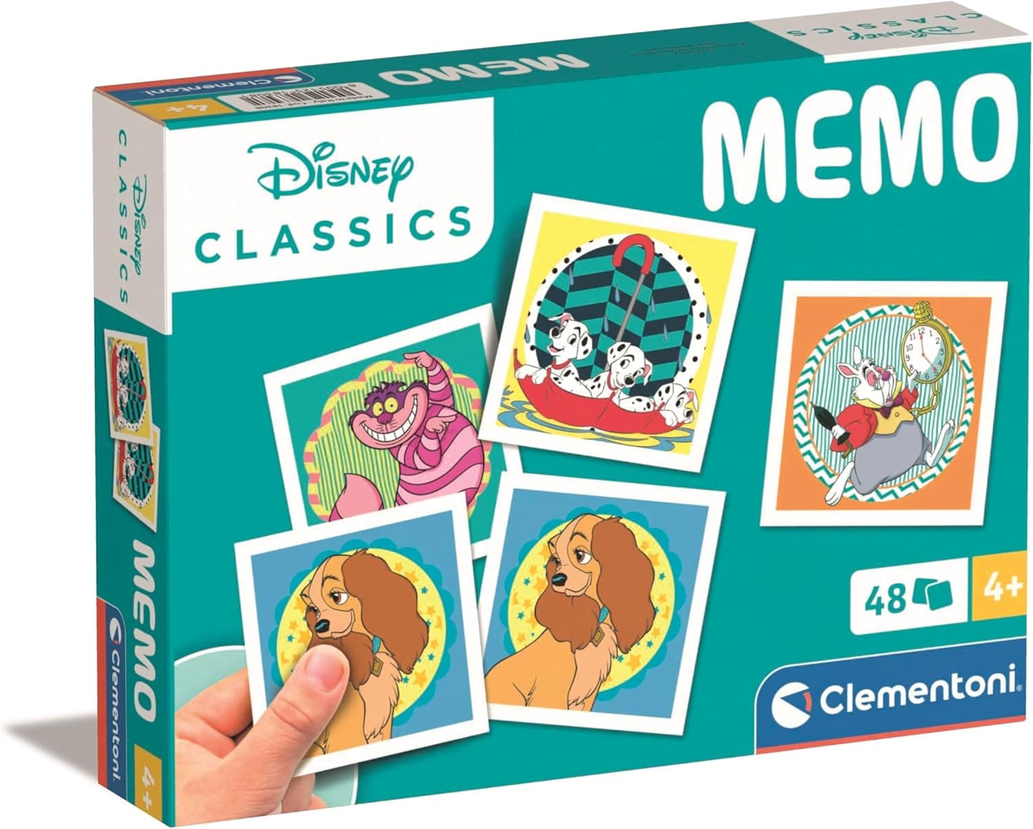 Clementoni - Mémo Disney Classic Pocket - jogo educativo que inclui 48 fichas para combinar com os seus personagens favoritos, brinquedo para crianças dos 4 aos 6 anos, Made In Italy, 18308