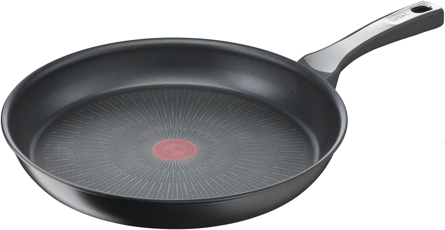Tefal Unlimited On Frigideira de 32 cm | Indução adequada, antiaderente, revestimento de titânio, termo-sinal, sem PFOA, máquina de lavar louça e forno, aço inoxidável