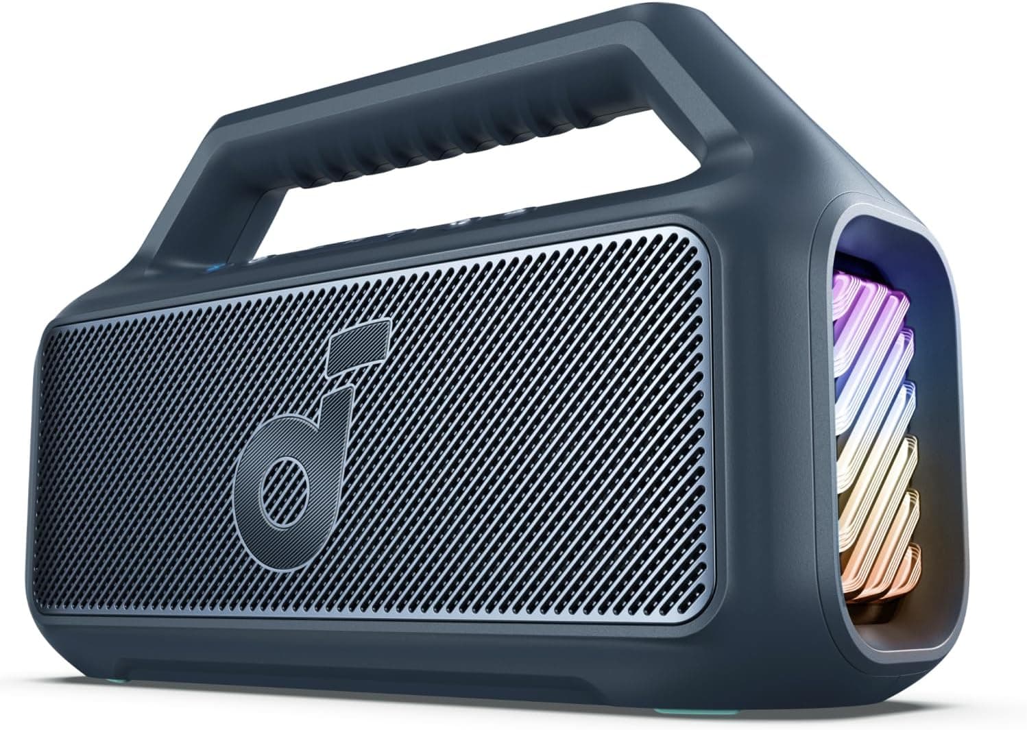 Soundcore Altifalante Bluetooth potente Boom 2, com som potente de 80 W graças ao subwoofer e BassUp™, 24 h, IPX7, possui luzes RGB, porta USB-C, para acampamento, praia ou campo