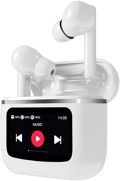 Auriculares Stereo Bluetooth Earbuds LCD Cool Touch branco